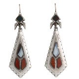 Sterling Silver -Mounted Scottish Agate Hanging Earrings