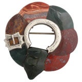 Sterling Silver-Mounted Scottish Agate Brooch