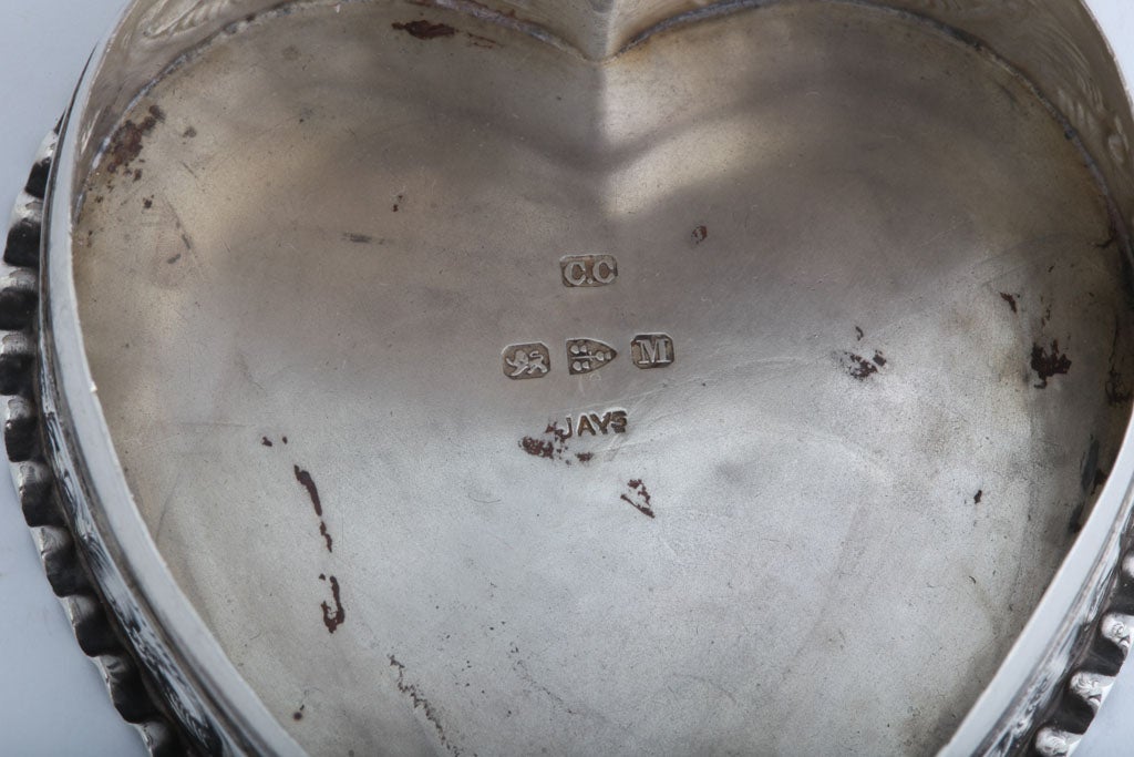 silver heart shaped trinket box