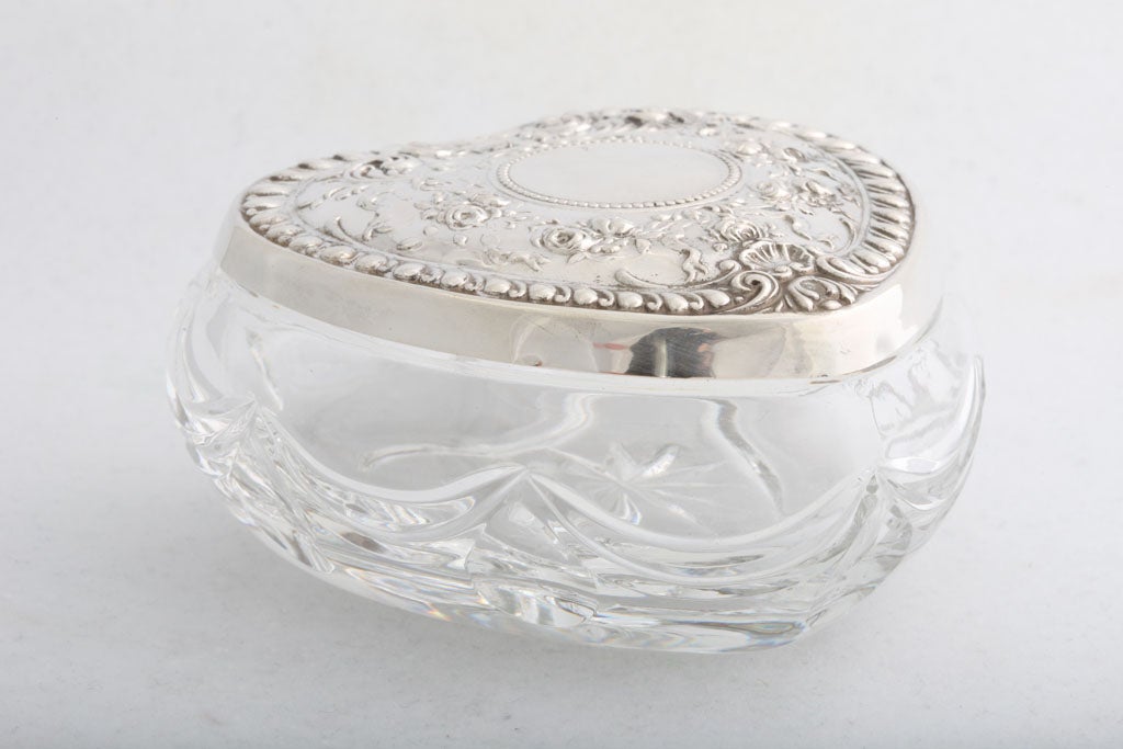 Sterling Silver and Crystal Heart Shaped "Trinkets" Box at 1stDibs