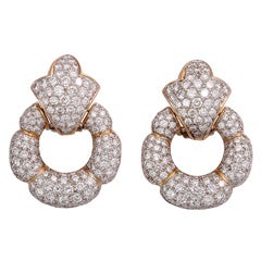 Fabulous Diamond Doorknocker Earrings, 15 CTS