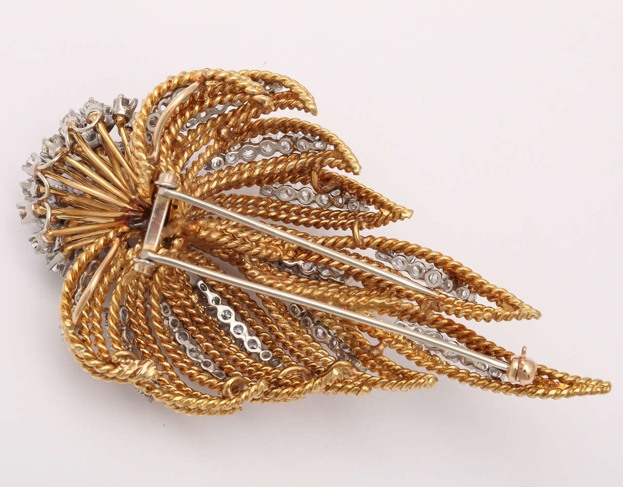 Modern 1960s Diamond Gold Bouquet Brooch