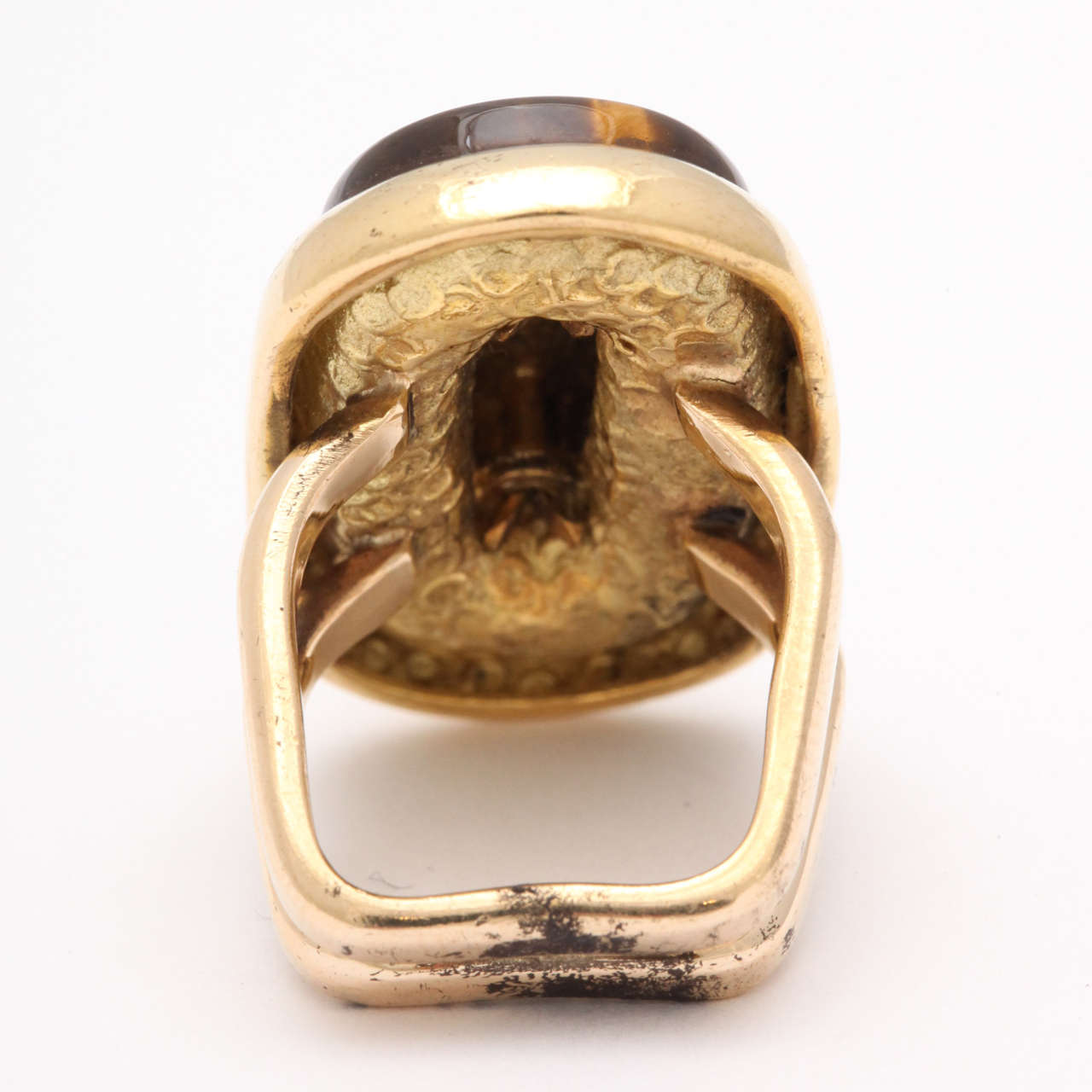Women's Mid Century Tiger's Eye Gold Ring For Sale