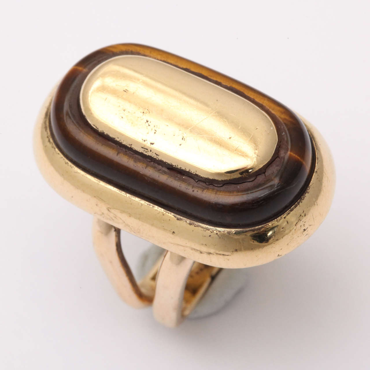 Mid Century Tiger's Eye Gold Ring For Sale 2