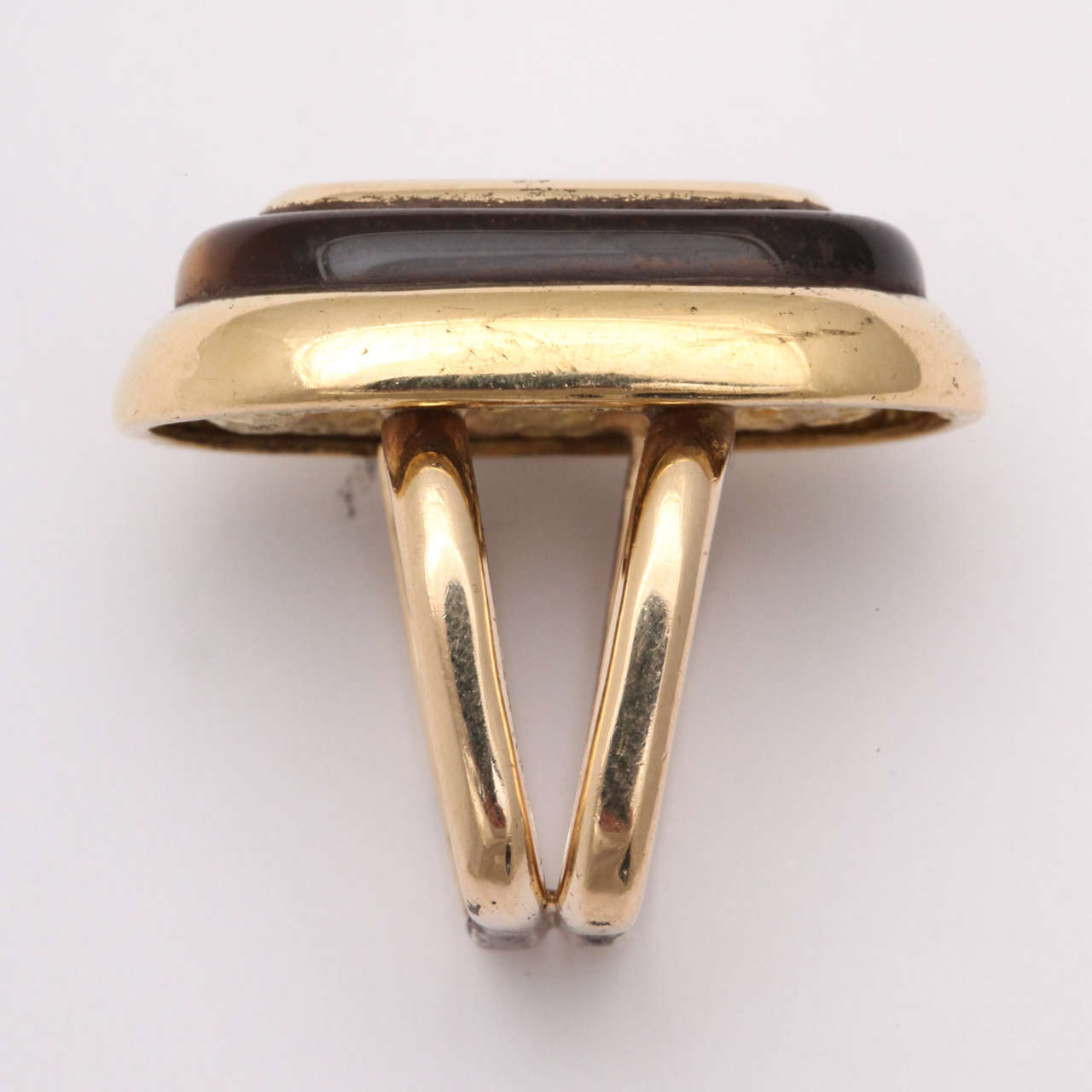 Mid Century Tiger's Eye Gold Ring For Sale 3