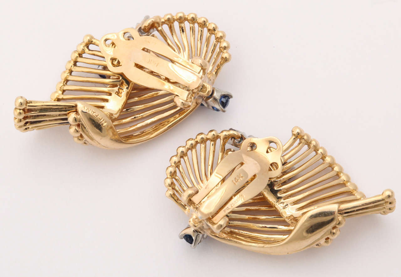 Women's Tiffany & Co. Sapphire Diamond Gold Ear Clips