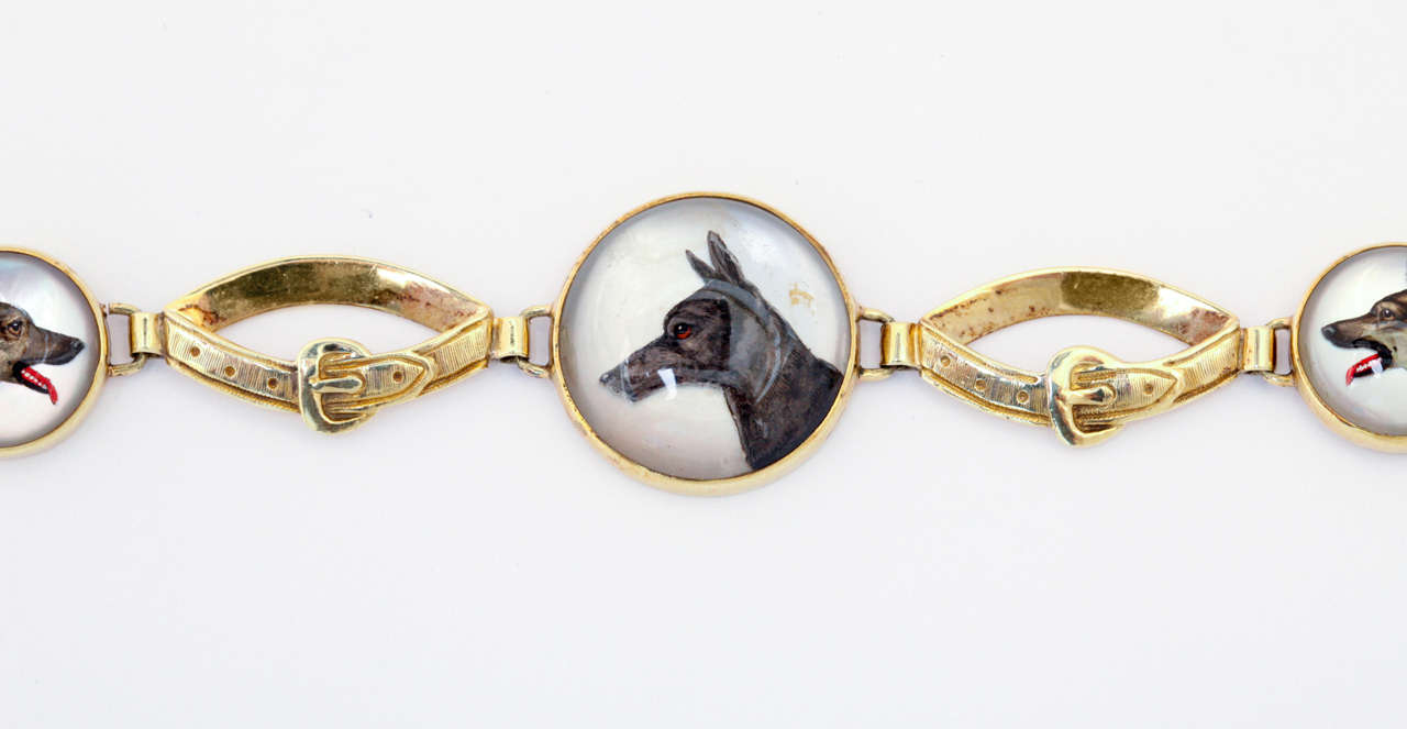 Women's Hunting Dog Reverse Crystal Intaglio Bracelet