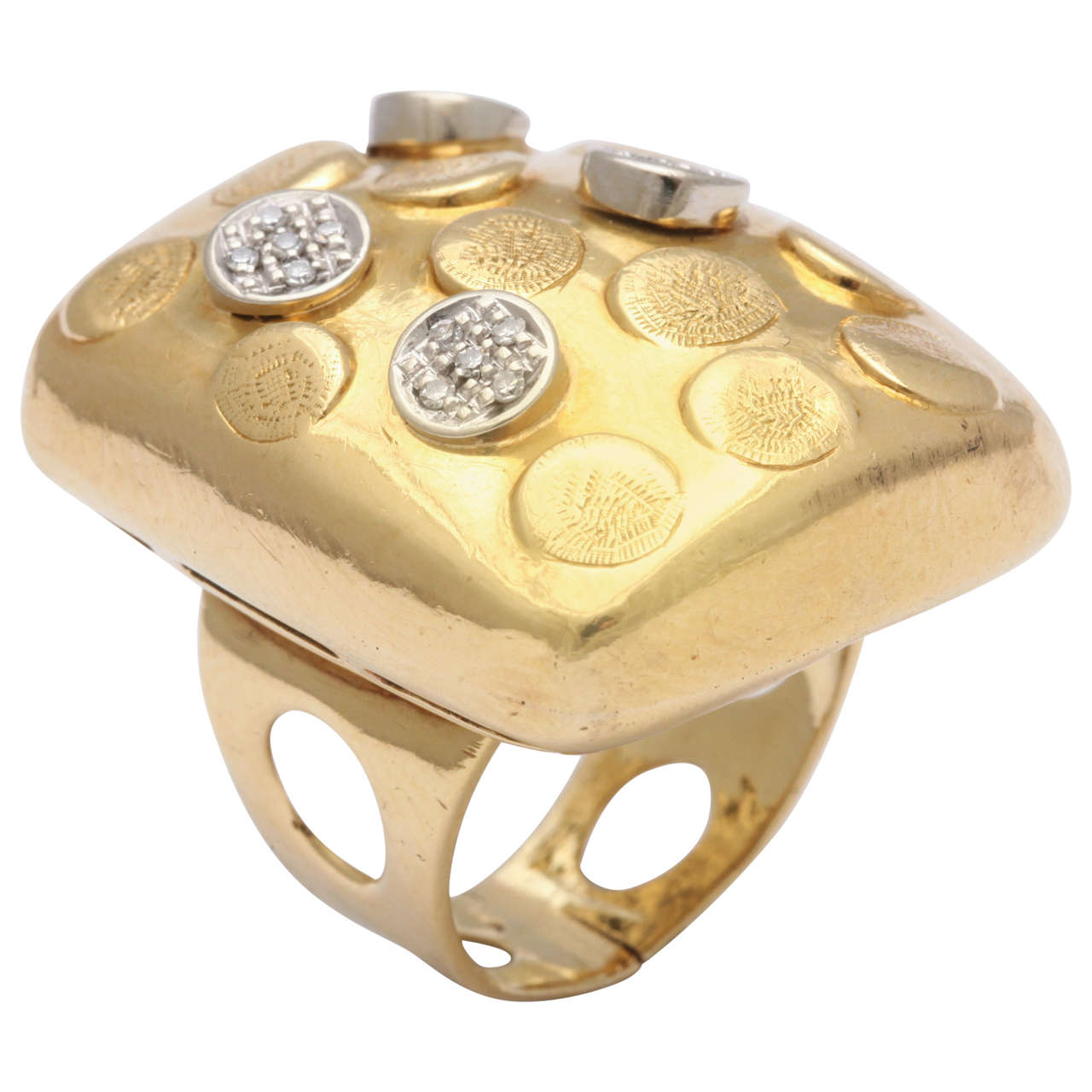 Diamond Gold Circles Ring For Sale