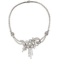 1950s French Diamond Platinum Necklace