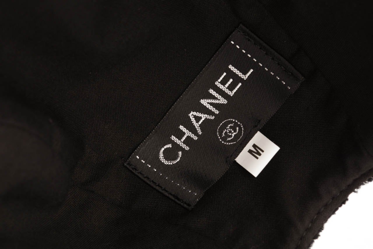 Chanel Velvet Cap Hat with Leather CC Logo 1