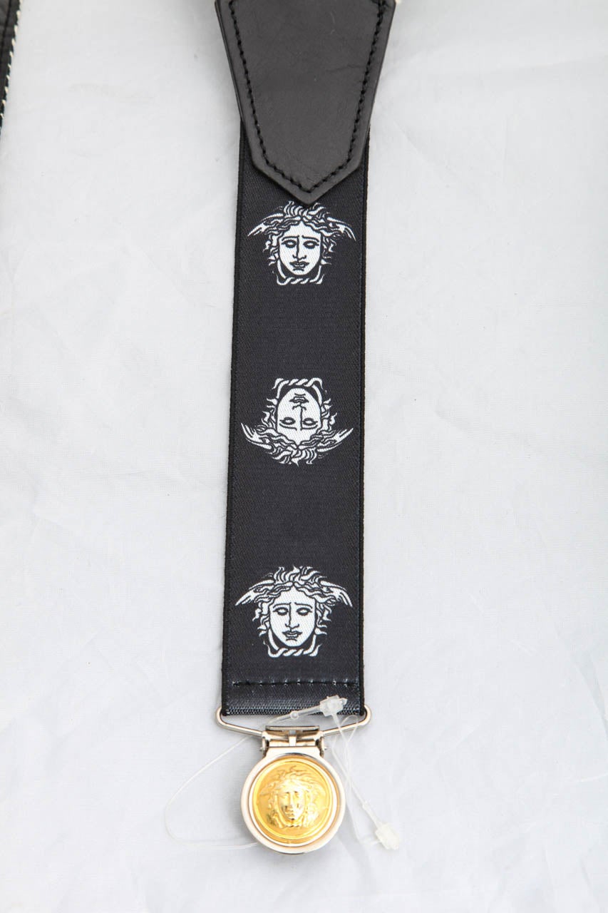 Versace Young Suspenders with Medusa Motifs In Excellent Condition For Sale In Chicago, IL