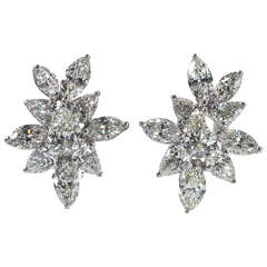 Classic Diamond Platinum Cluster Earrings