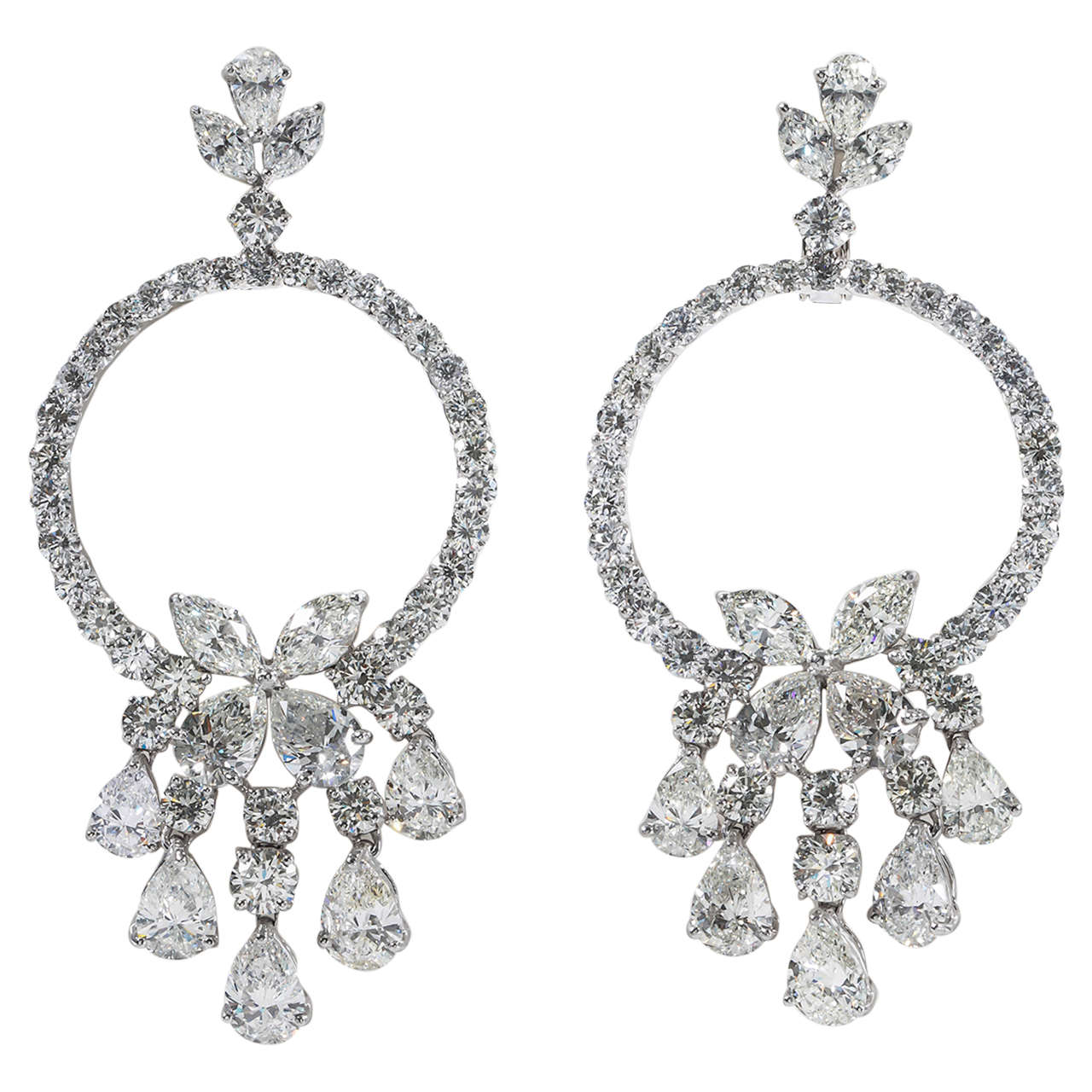 Important Diamond Platinum Butterfly Chandelier Earrings