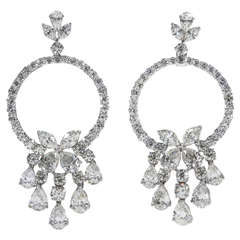 Important Diamond Platinum Butterfly Chandelier Earrings