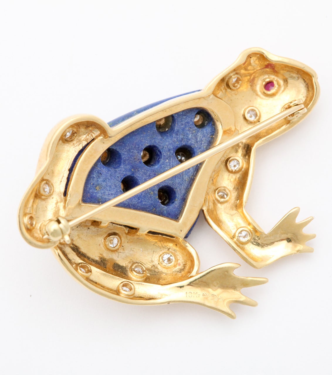 Women's or Men's Adorable Lapis Diamond Frog For Sale