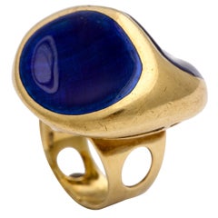 Vintage Whimsical Blue Enamel Ring