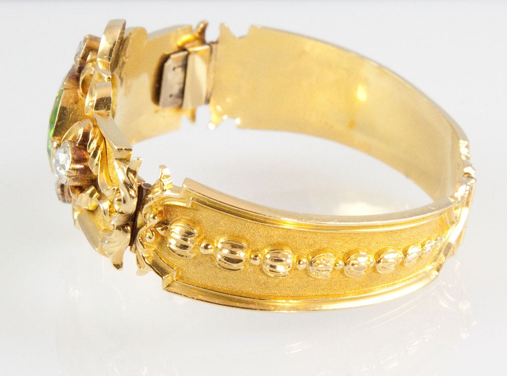 Unique Victorian Peridot Diamond Gold Bracelet 2