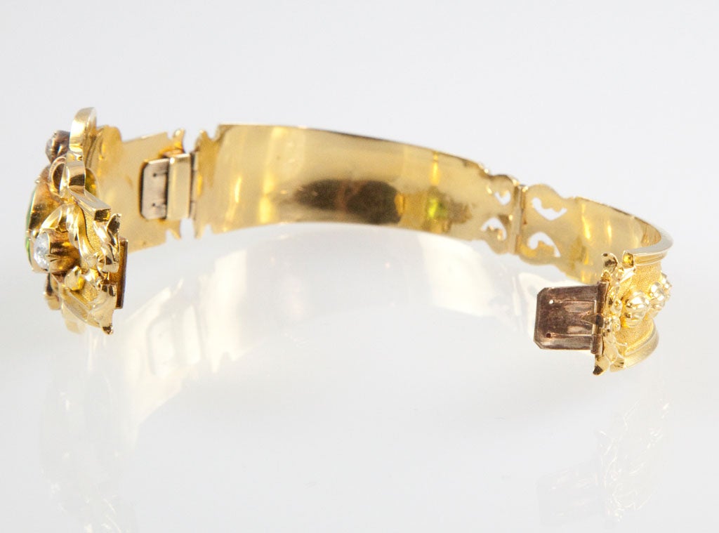 Unique Victorian Peridot Diamond Gold Bracelet 3