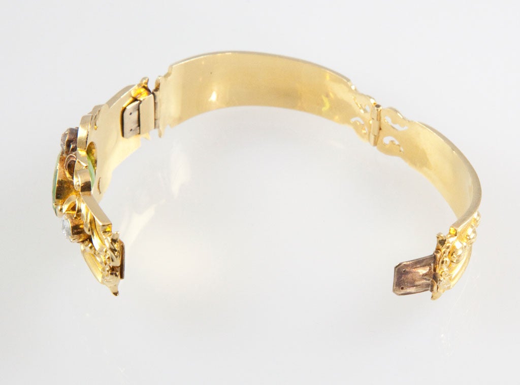 Unique Victorian Peridot Diamond Gold Bracelet 4