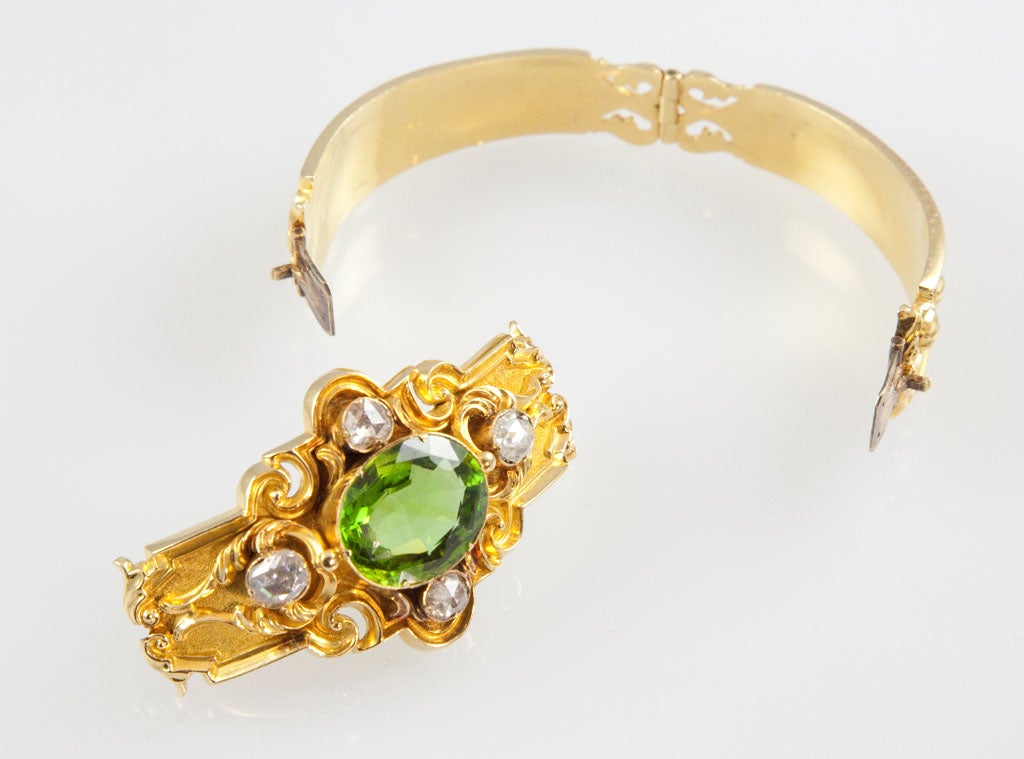 Unique Victorian Peridot Diamond Gold Bracelet 5