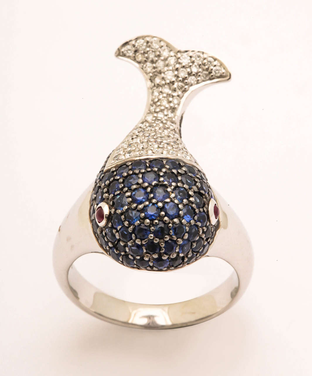 Sapphire Diamond Gold Whale Ring