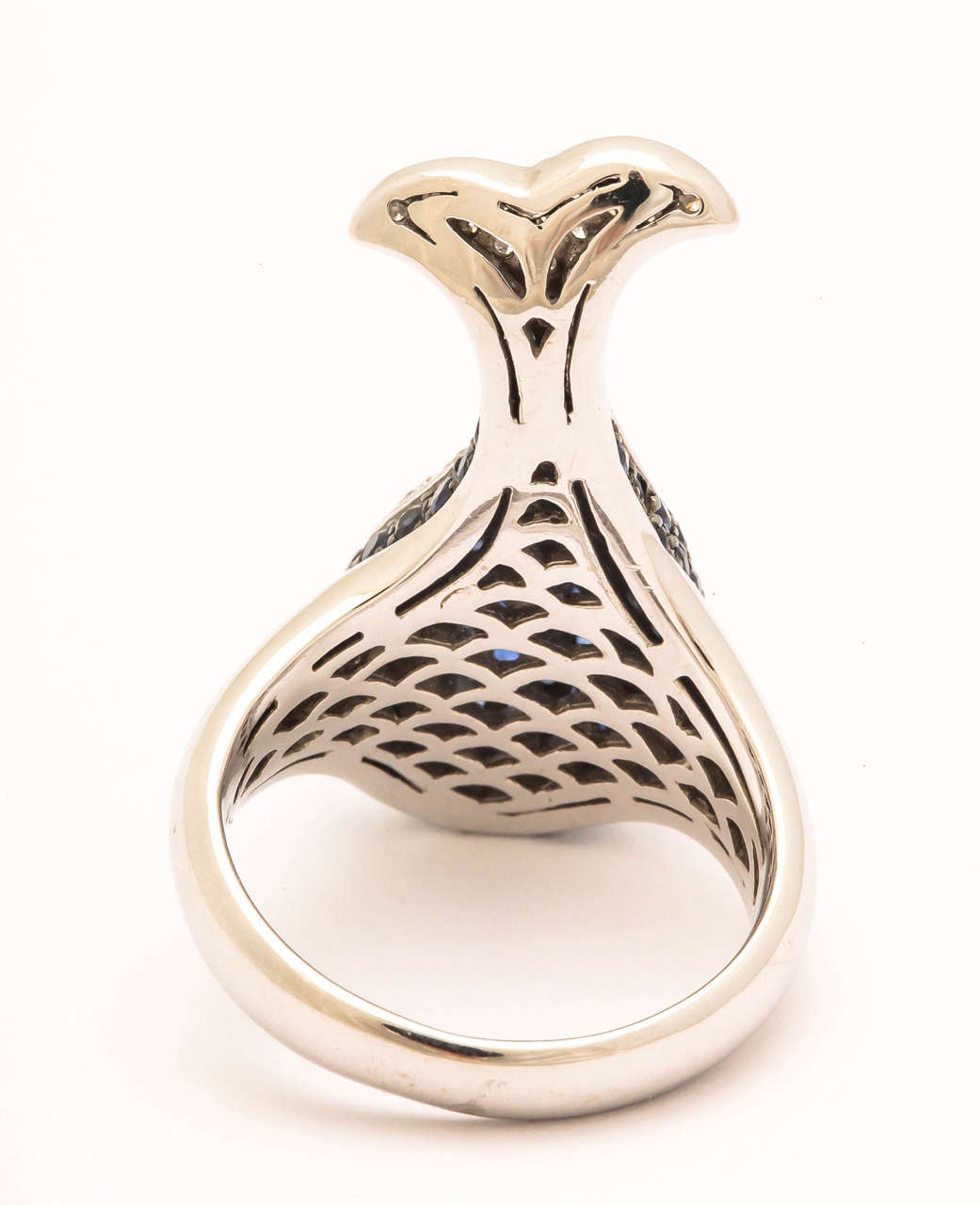 Women's or Men's Sapphire Diamond Gold Whale Ring For Sale