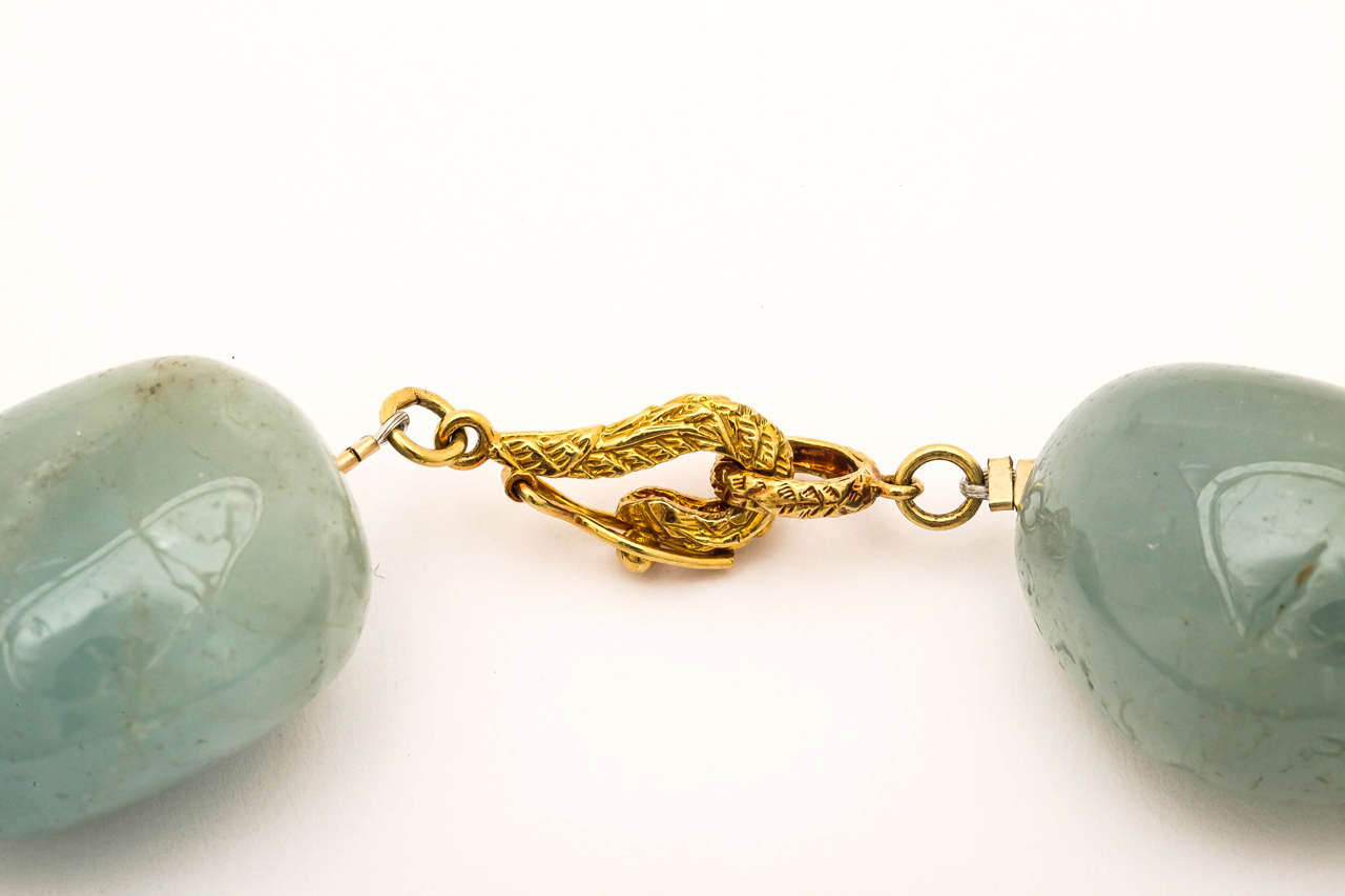 Spectacular Aquamarine and Gold Bead Necklace In New Condition In TRYON, NC