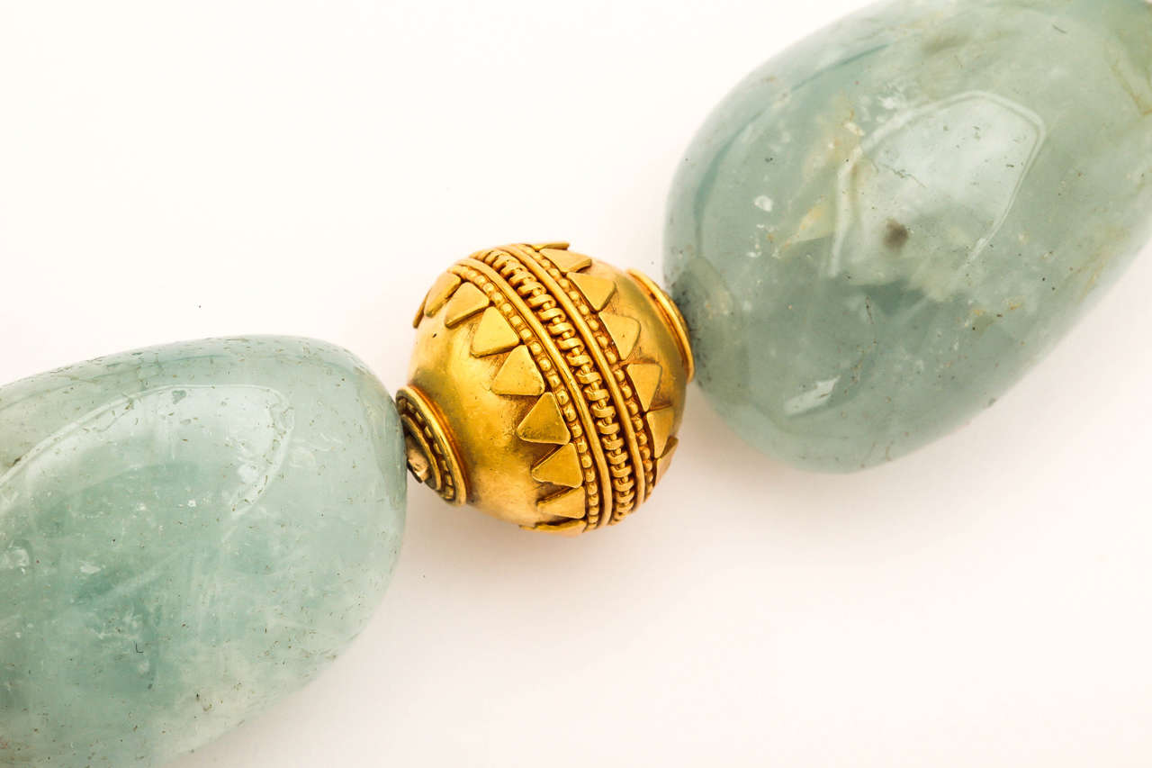 Women's Spectacular Aquamarine and Gold Bead Necklace