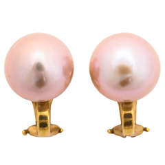 Large Pink Pearl Clip Earrings