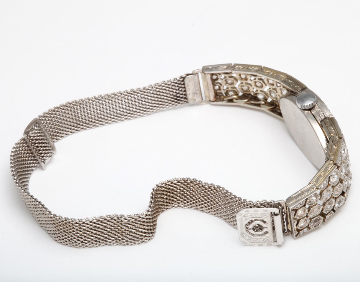 Art Deco Diamond and Platinum Watch For Sale 3
