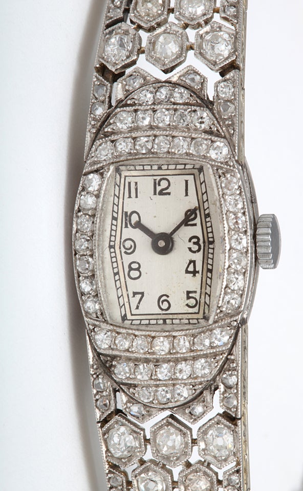 Art Deco Diamond and Platinum Watch For Sale at 1stDibs