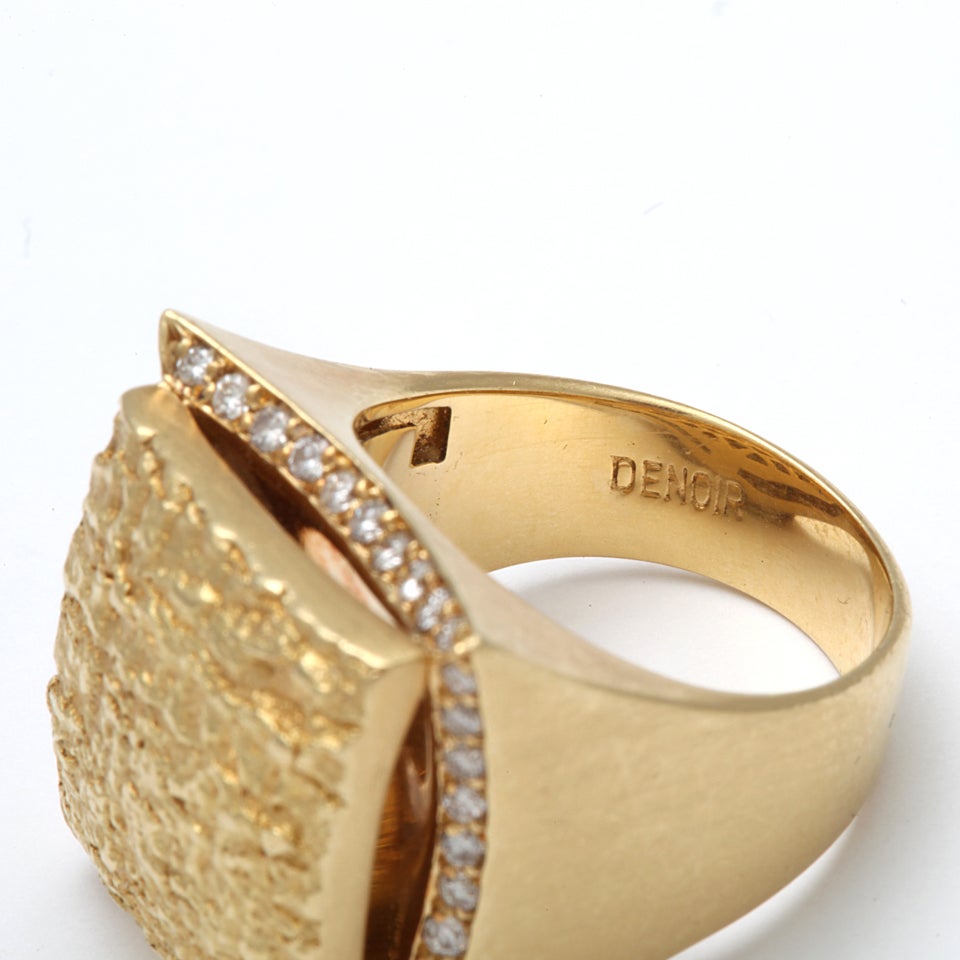 DENAR TEXTURED GOLD and DIAMOND RING For Sale at 1stDibs