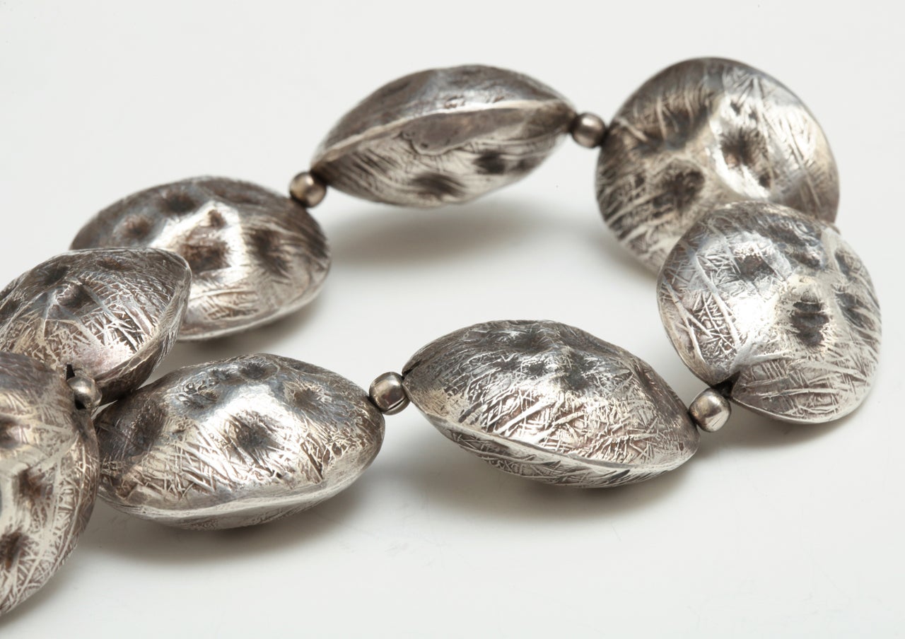 Women's Unique Sterling Silver Cocoa Bean Necklace For Sale