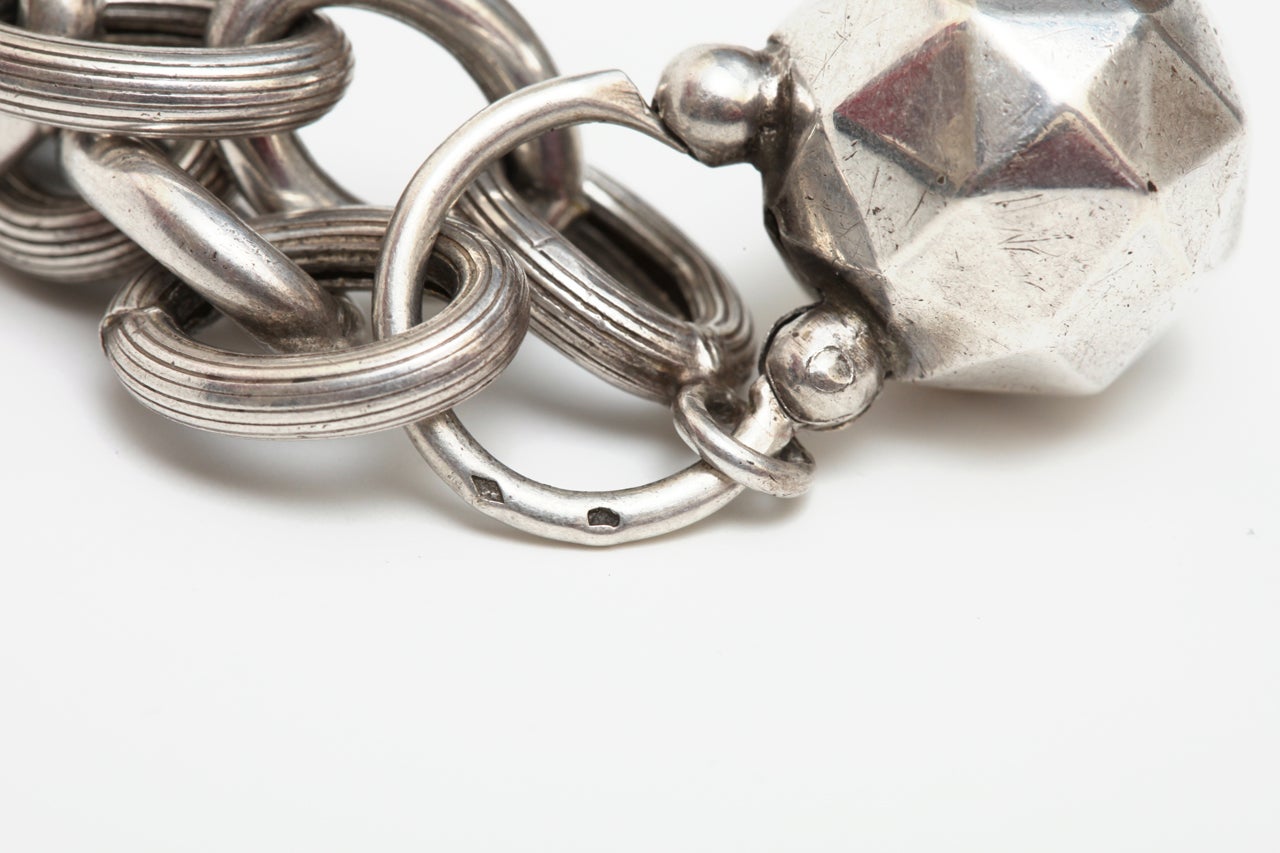 French Sterling Silver Link Necklace and Bracelet DemiParure For Sale