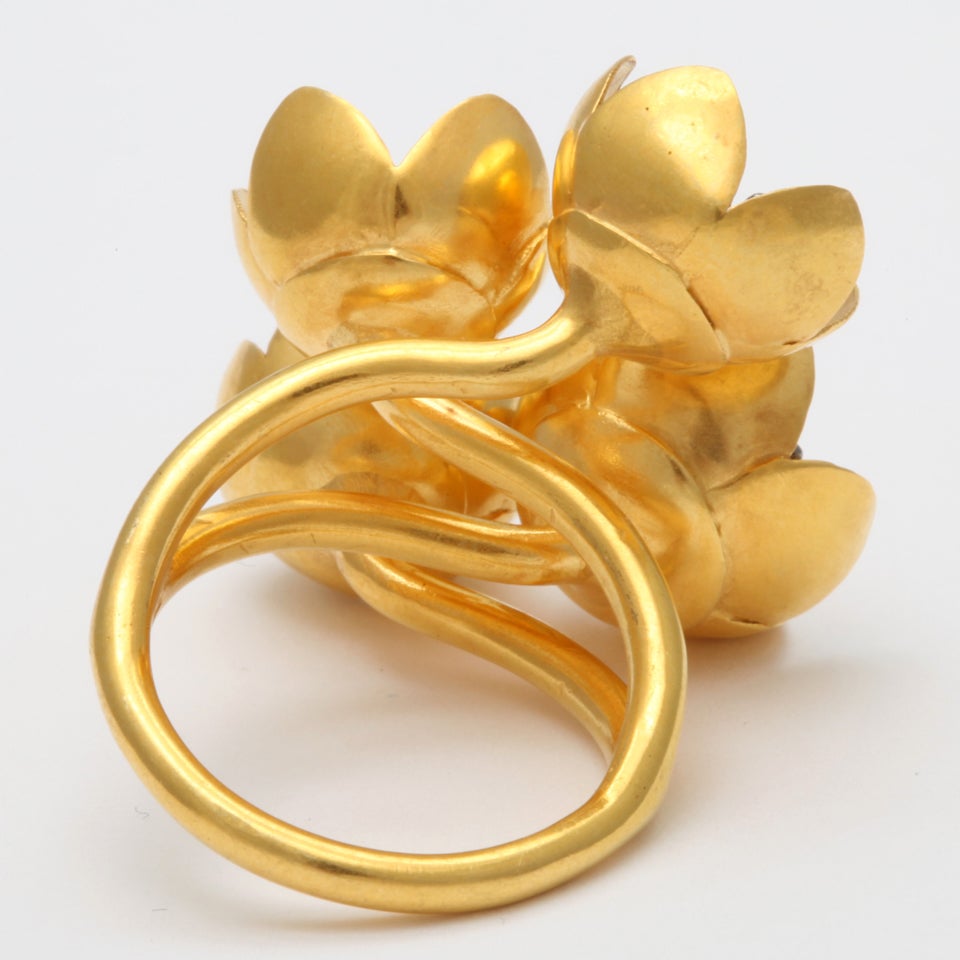 Women's Gold Buttercup Flower Ring For Sale