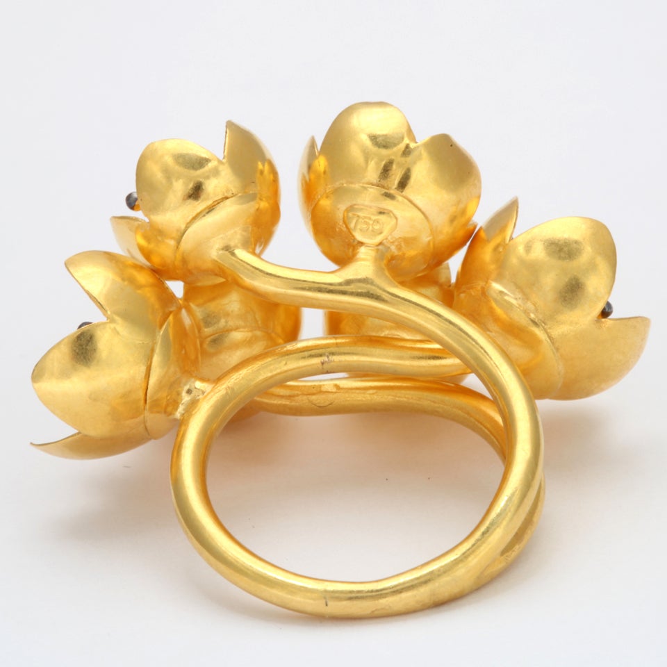 Women's Gold Buttercup Flower Ring For Sale