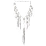 Christian Dior Silver Tone Feather Style Necklace And Rhinestone