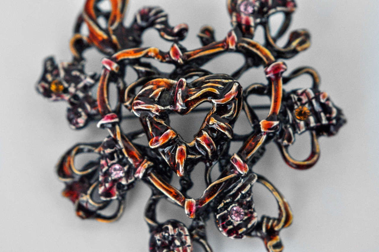 1990s Stylized Heart Brooch by Christian Lacroix In Excellent Condition In Winnetka, IL