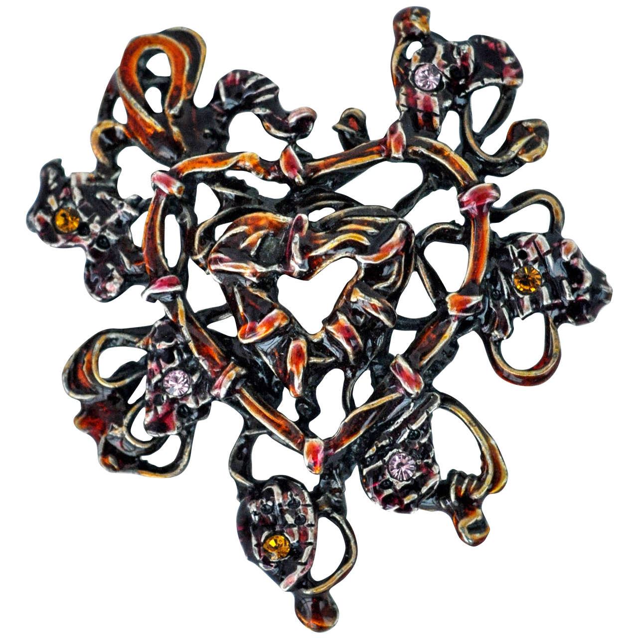 1990s Stylized Heart Brooch by Christian Lacroix