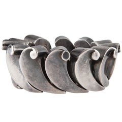 Antonio Pineida Wide Wave Sterling Silver Bracelet