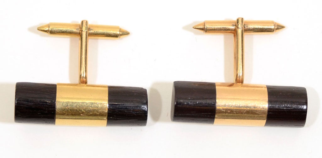 Women's or Men's William Spratling Gold and Wood Cufflinks  For Sale