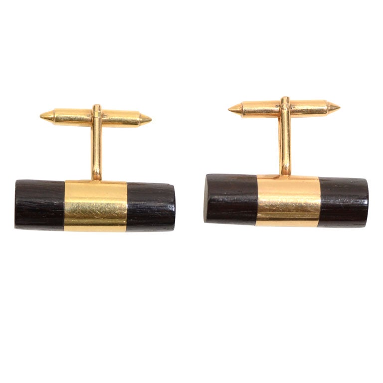 William Spratling Gold and Wood Cufflinks  For Sale
