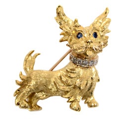 Gold Dog Brooch