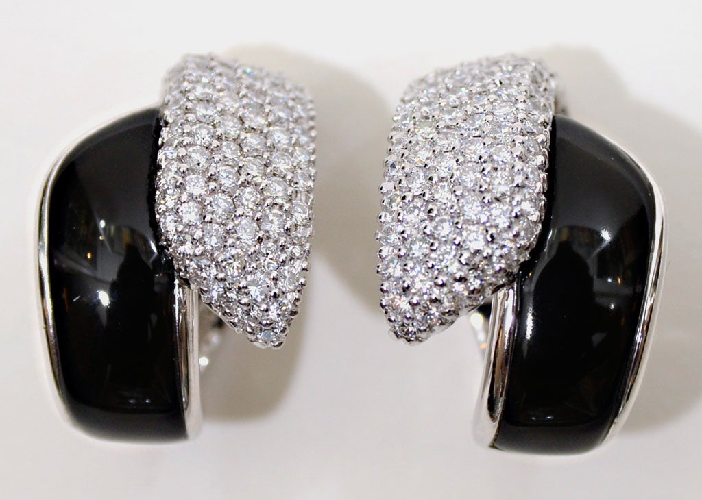 Robert Wander Onyx Diamond Earrings 5