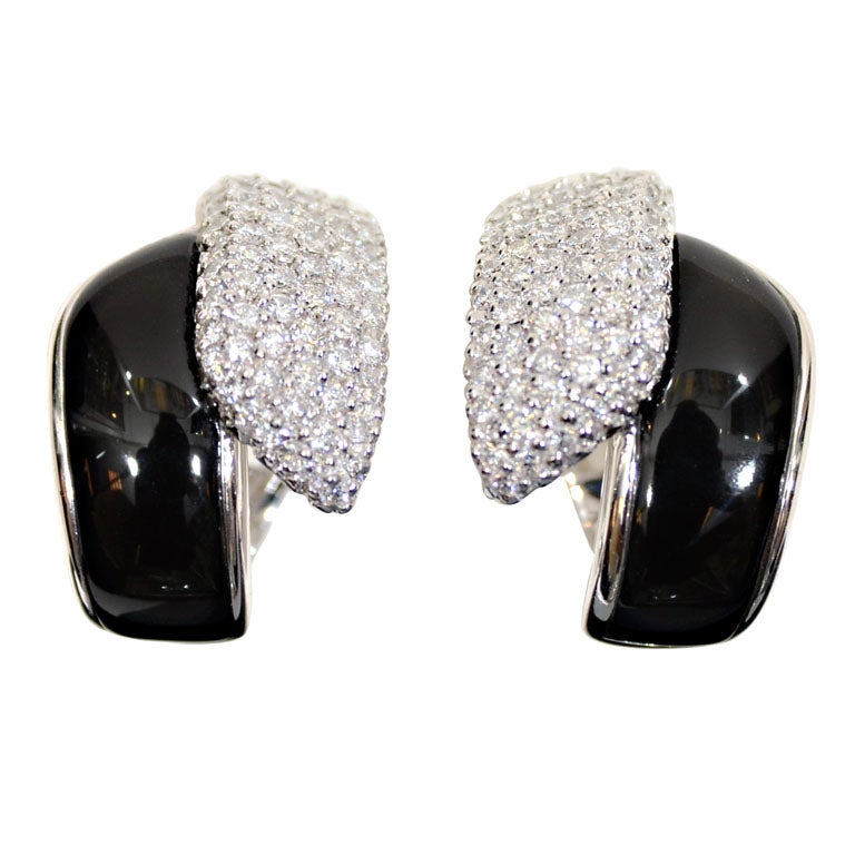 Robert Wander Onyx Diamond Earrings