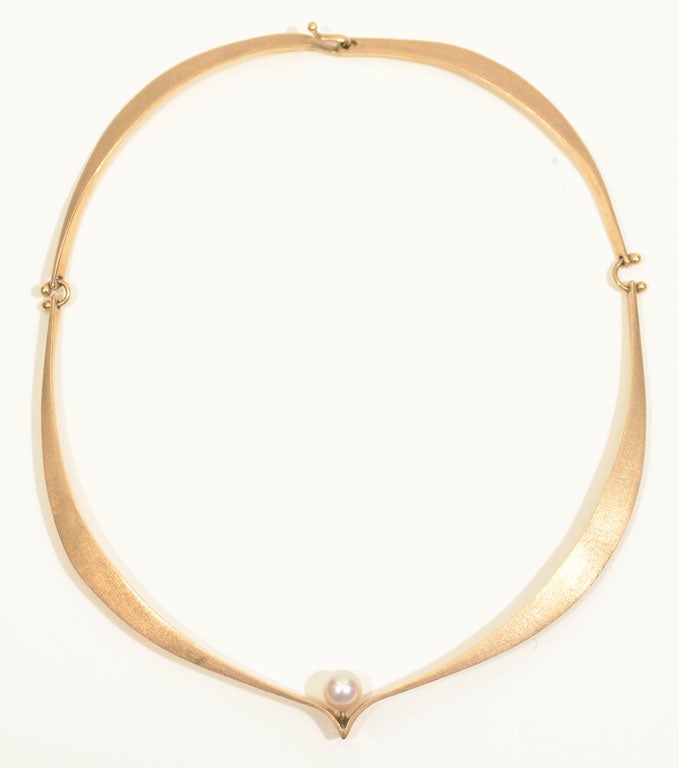 ED WIENER Gold and Pearl Necklace (1950's) at 1stDibs