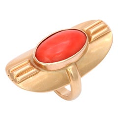 Hand Made Antique Gold and Coral Ring