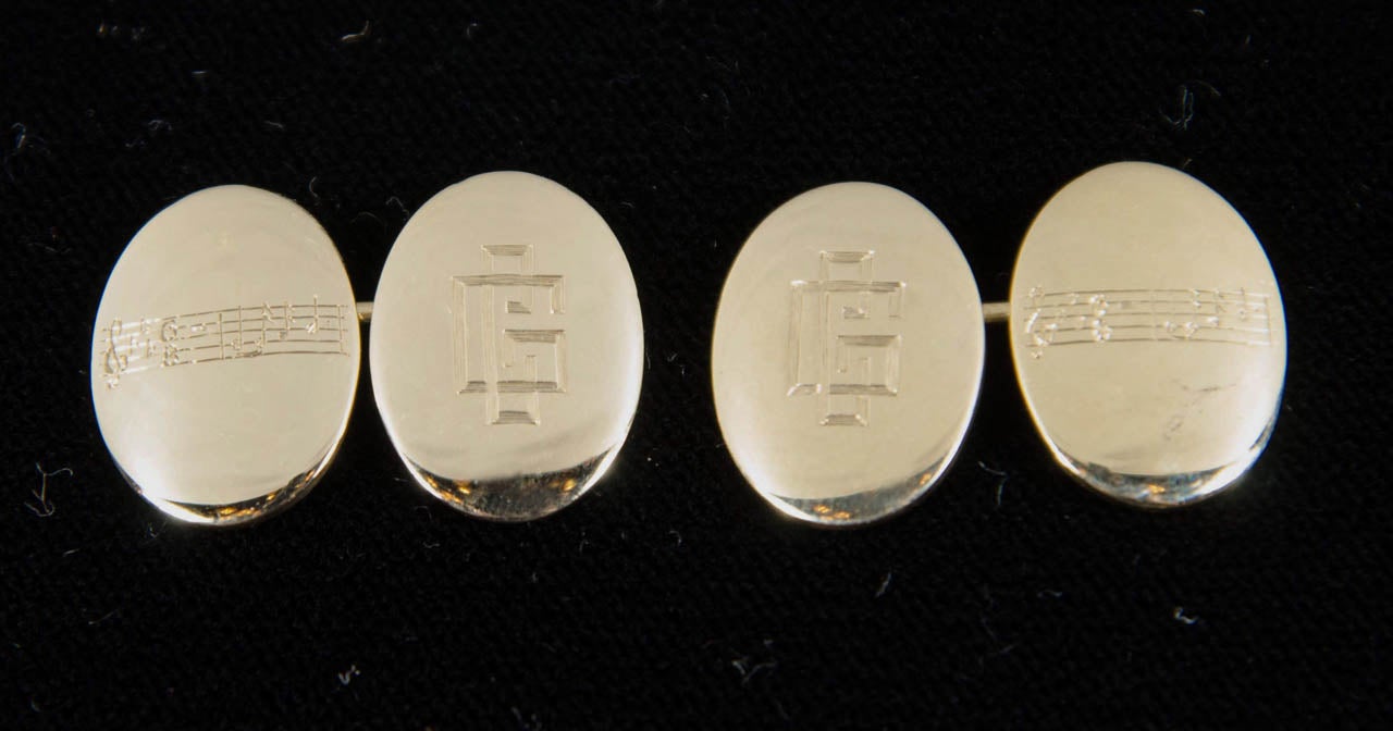 Art Deco Oval Monogrammed Cufflinks