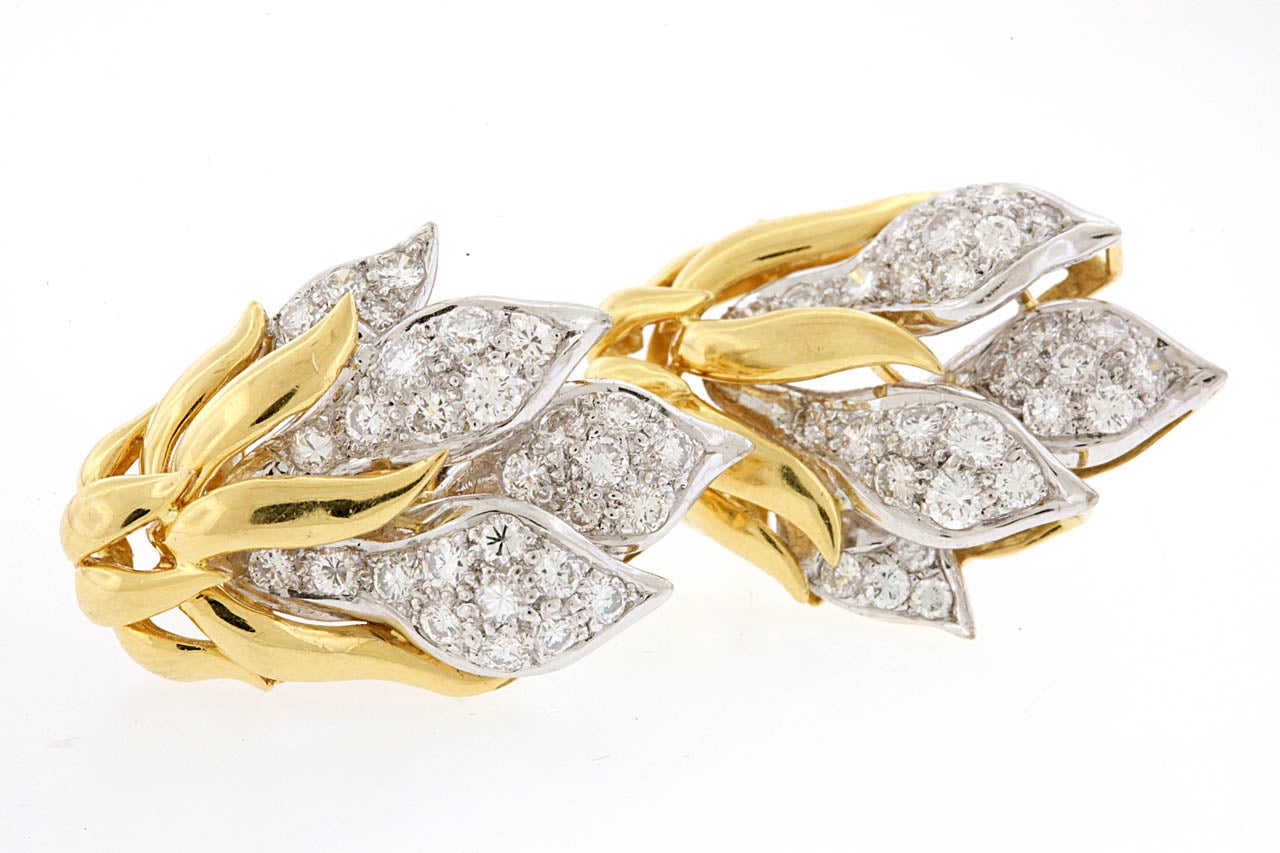 Diamond Flame Clip-On Earrings In Excellent Condition In New York, NY