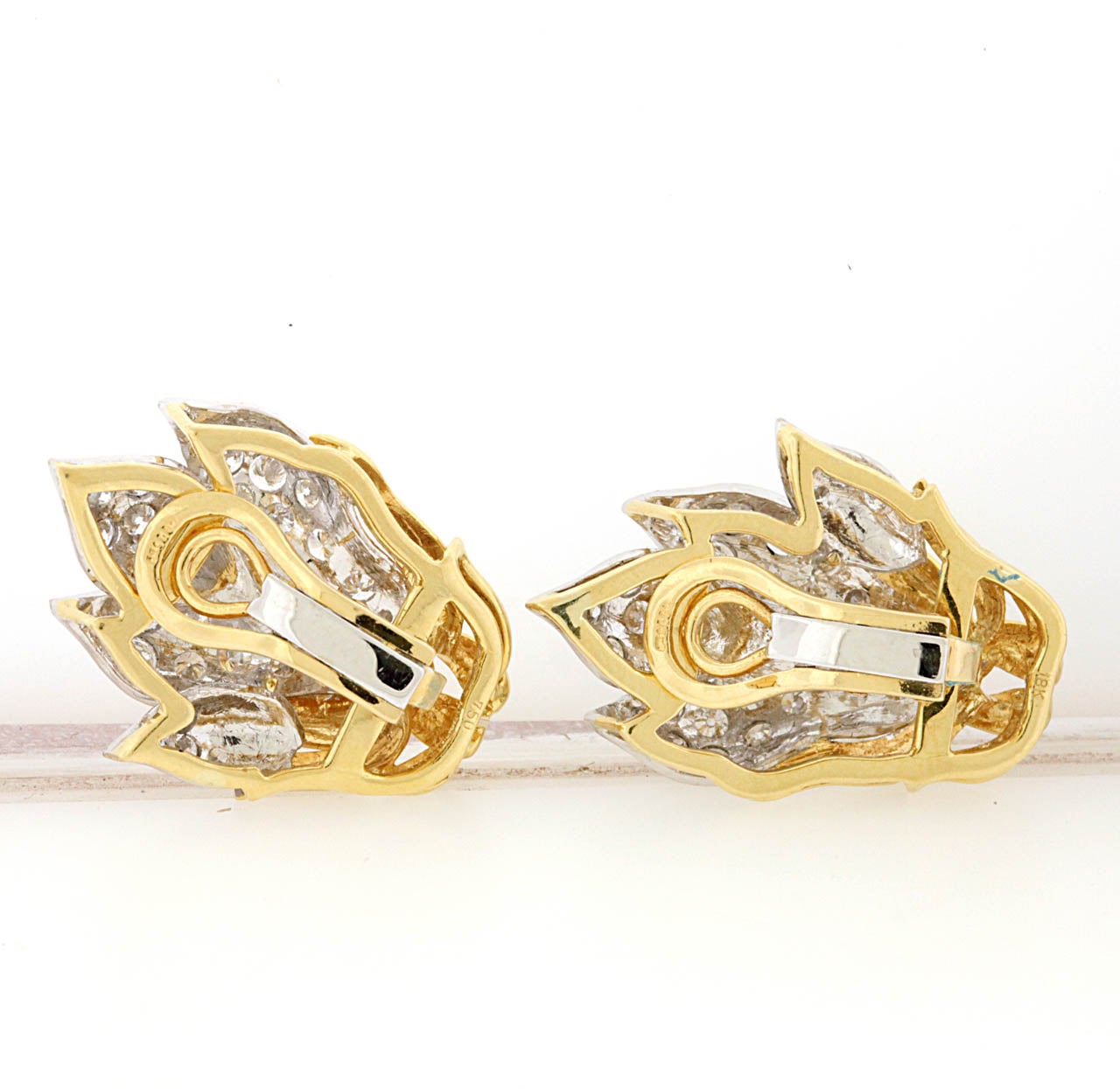 Women's Diamond Flame Clip-On Earrings